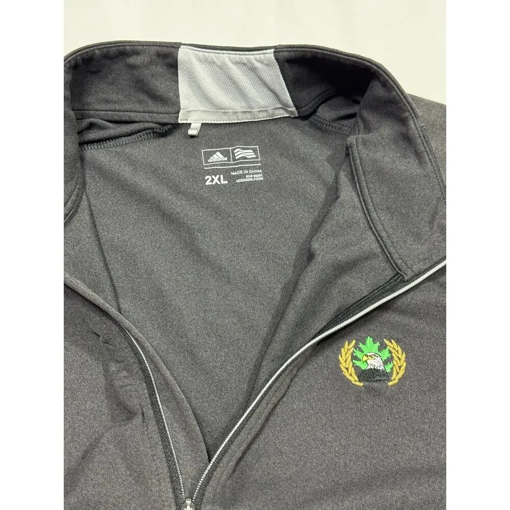 Adidas Pullover Quarter Zip Gray Long Sleeve Shirt Size 2XL Eagle Oaks Club
